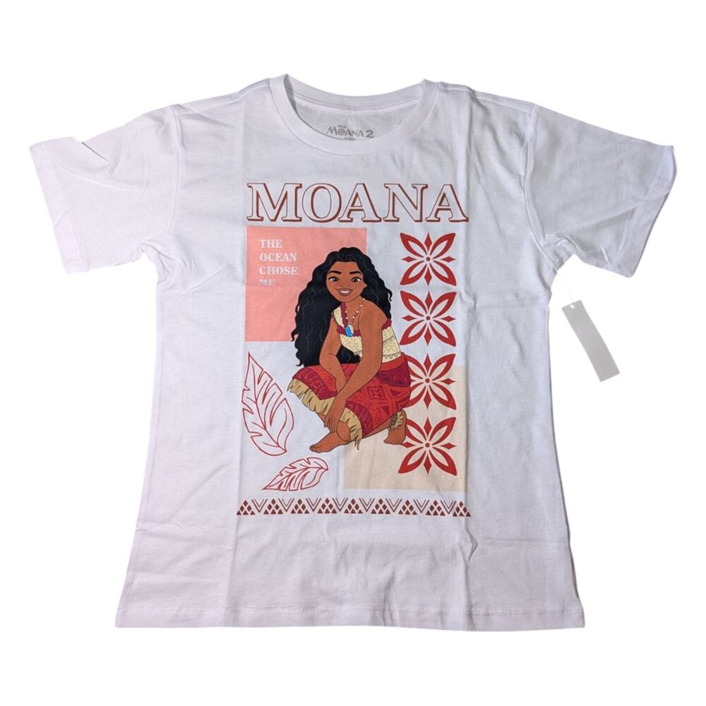 Moana Kids Graphic T Shirt Size M 7-8 NWT The Ocean Chose Me White